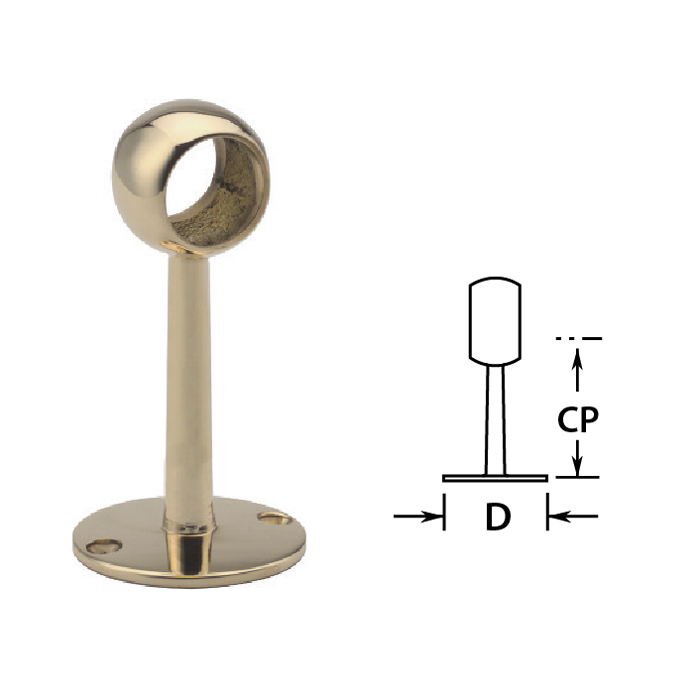2" Brass Ball Center Post - 6" High
