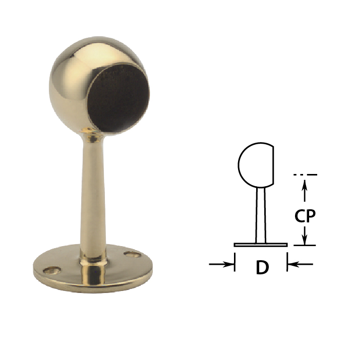 2" Brass Ball End Post - 6" high