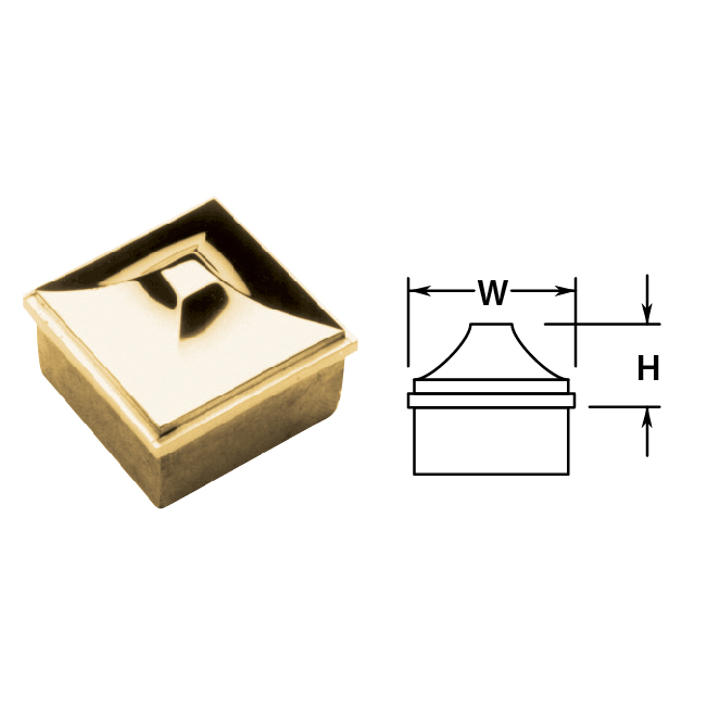 Conical Square End Caps in Brass