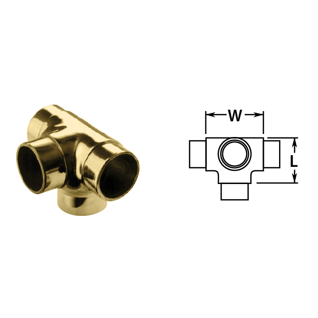 Flush Side Outlet Tee in Brass