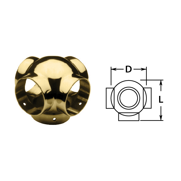 Side Outlet Cross in Brass