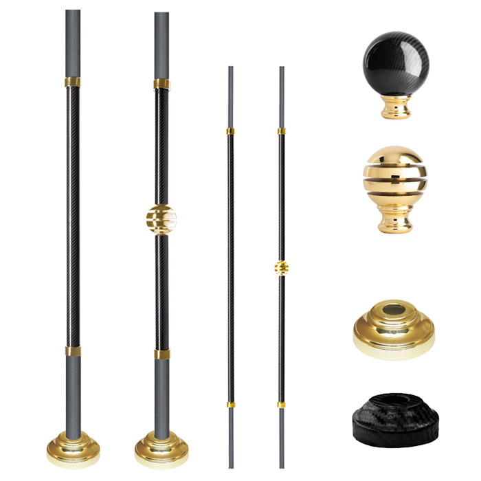 Grande Forge Carbone Series Round Posts and Balusters with a Gold Plated Finish