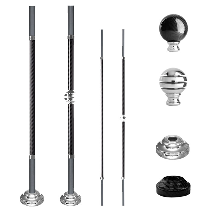 Grande Forge Carbone Series Round Posts and Balusters with a Nickel Finish