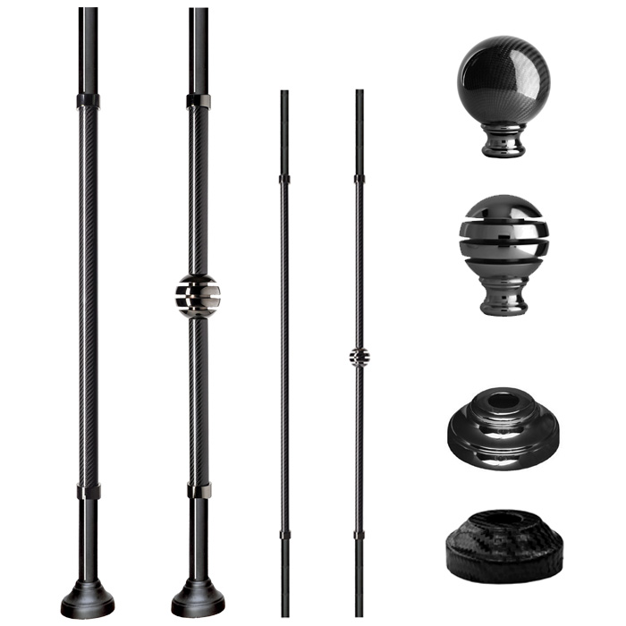 Grande Forge Carbone Series Round Posts and Balusters with a Black Chrome Finish