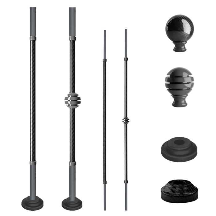 Grande Forge Carbone Series Round Posts and Balusters with a Satin Finish