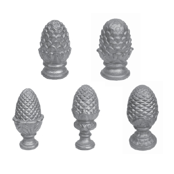 Cast Iron Pinecone Post Tops w/ Solid Bases
