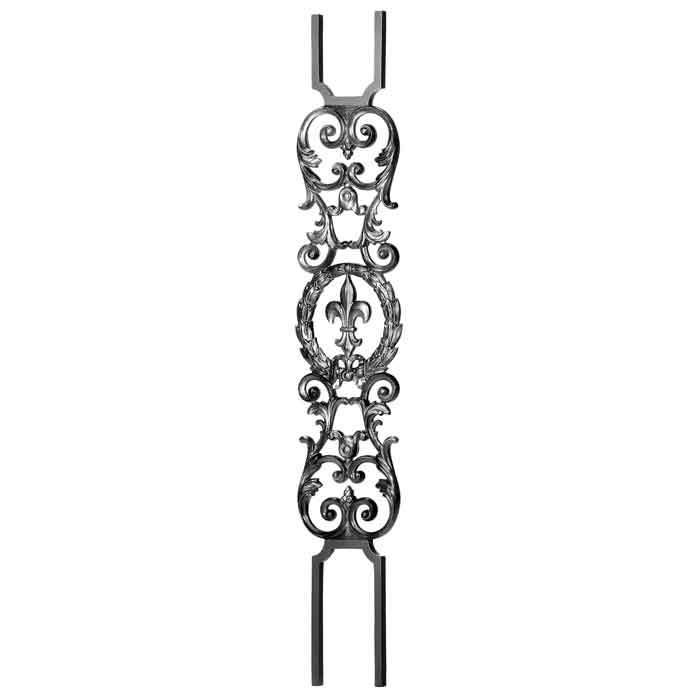9/16" sq. Cast Iron Baluster Panel w/ 25-3/4" Center Design, Cast Iron Series