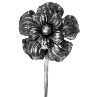 Cast Steel Flower with Stem, 11-7/16" Tall