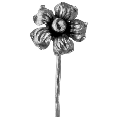 Cast Steel Flower with Stem, 12-3/16" Tall