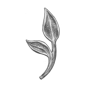 5 " Tall Cast Steel Leaf, Double Faced, 1/4" Thick
