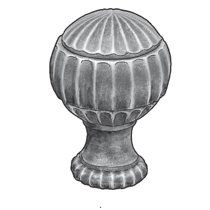 Starting Ball Finial w/2" dia. base, Cast Steel, 4-3/4" Tall, M10 Threaded Hole