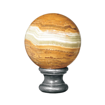 Onyx Ball Finial, Cast Steel Base of 2-3/16", from Grande Forge