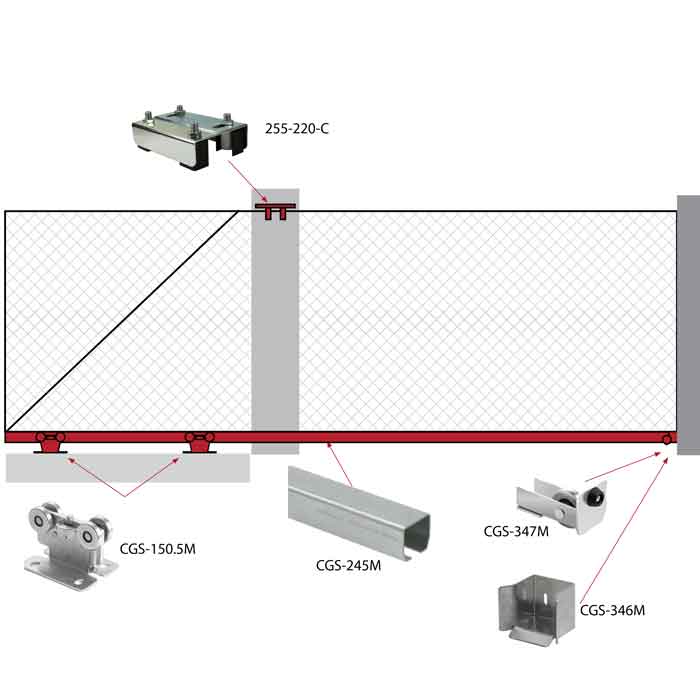 Model CGS-KIT150, Mini Carriage, Opening & Weight Range: 8 ft. up to 660 lbs. / 13 ft. up to 330 lbs.