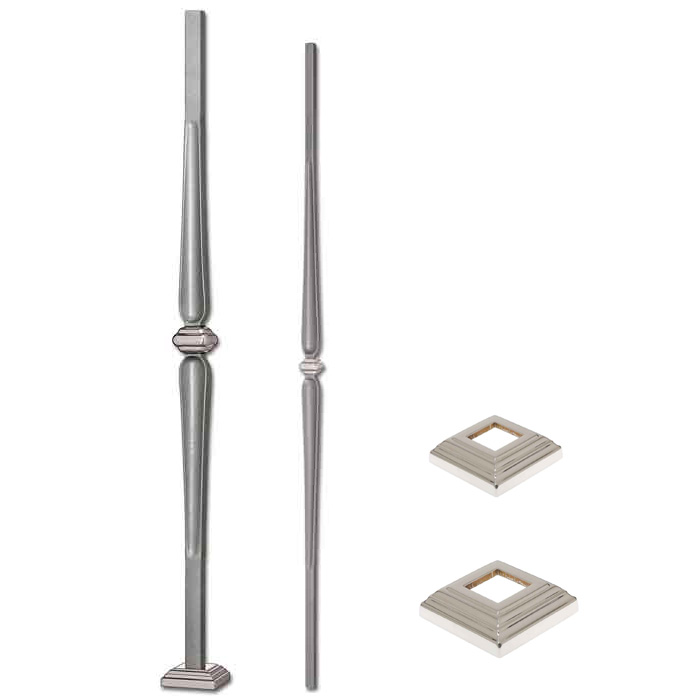 Grande Forge Classic Series Raw Steel Post and Baluster w/Stainless Steel Accents