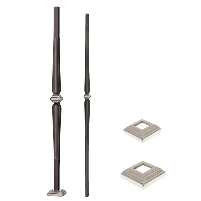 Grande Forge Classic Series Steel Post and Baluster w/Stainless Steel Accents