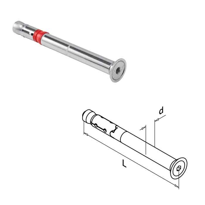 Concrete Anchor Screw w/Hex Head (QS-519), 4-59/64" Long, Sold Each, 316 Stainless Steel (19.4212.150.14S)