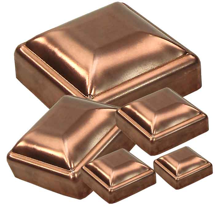 Copper Post Caps for 5/8" to 8" Square Posts