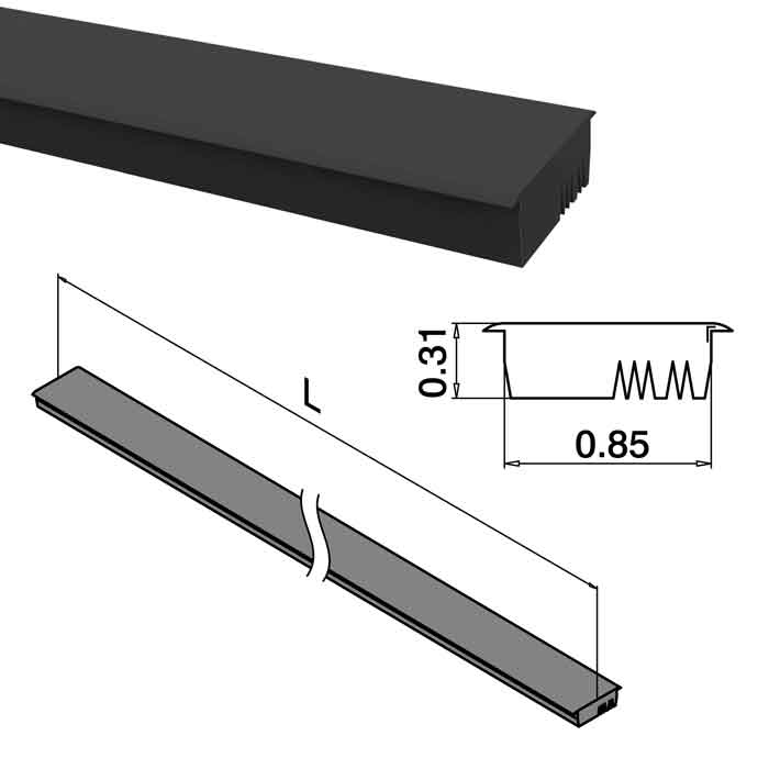 Rubber Cover, 8'2" Long, for Easy Glass Smart & Slim Systems (19.6901.001.00)