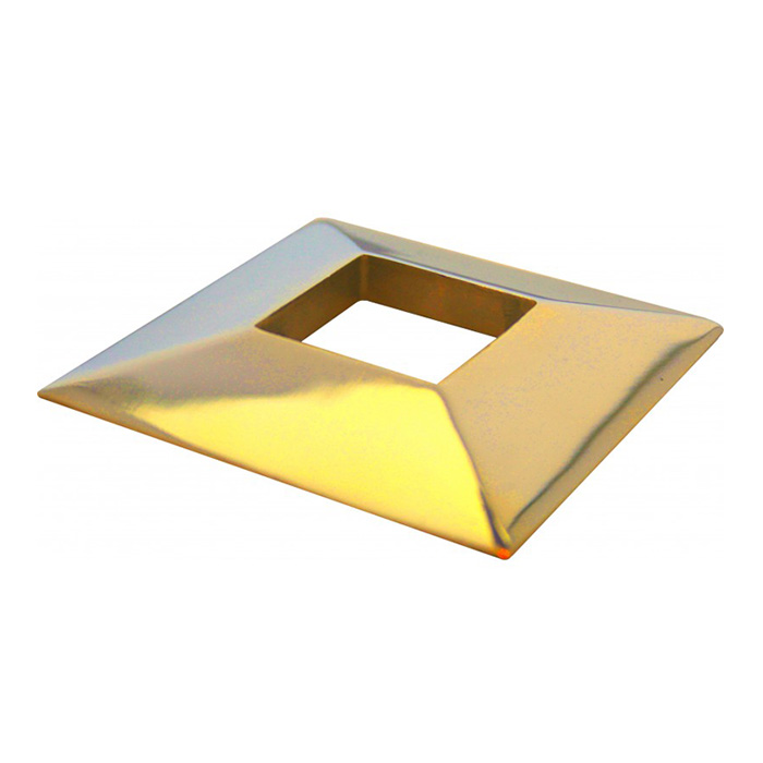Base Shoe for 1-3/8" sq., Stainless Steel, Brass PVD Coating, 3-1/2" sq. base
