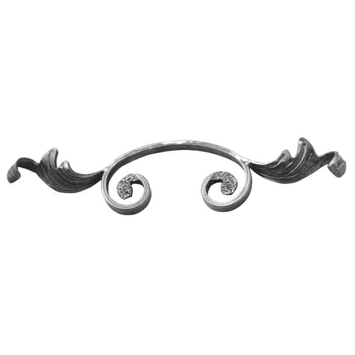 1/2" x 1/4" Forged Steel Decorative C-Scroll Panel with Leaves