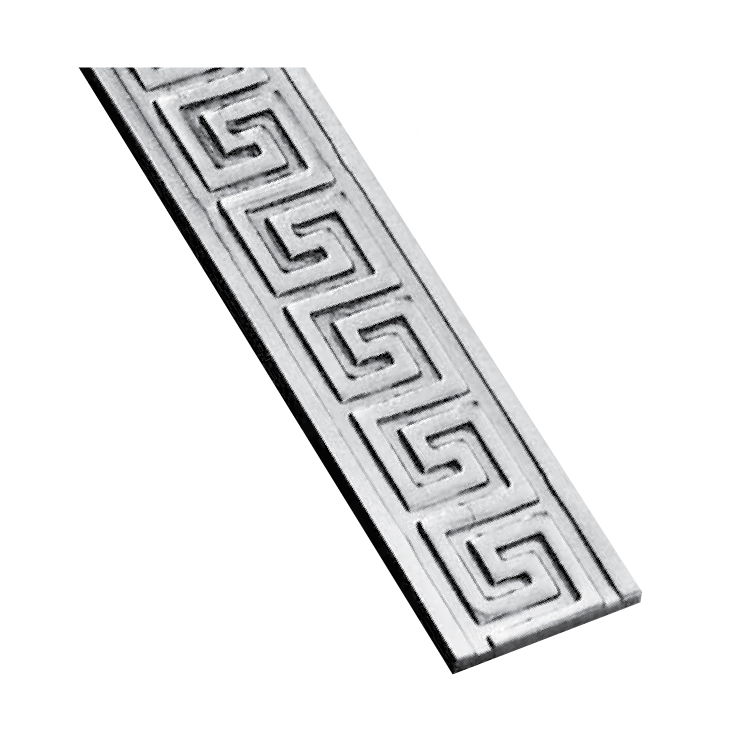 Patterned Steel Flat Bar with Geometric Design, 9'8" long