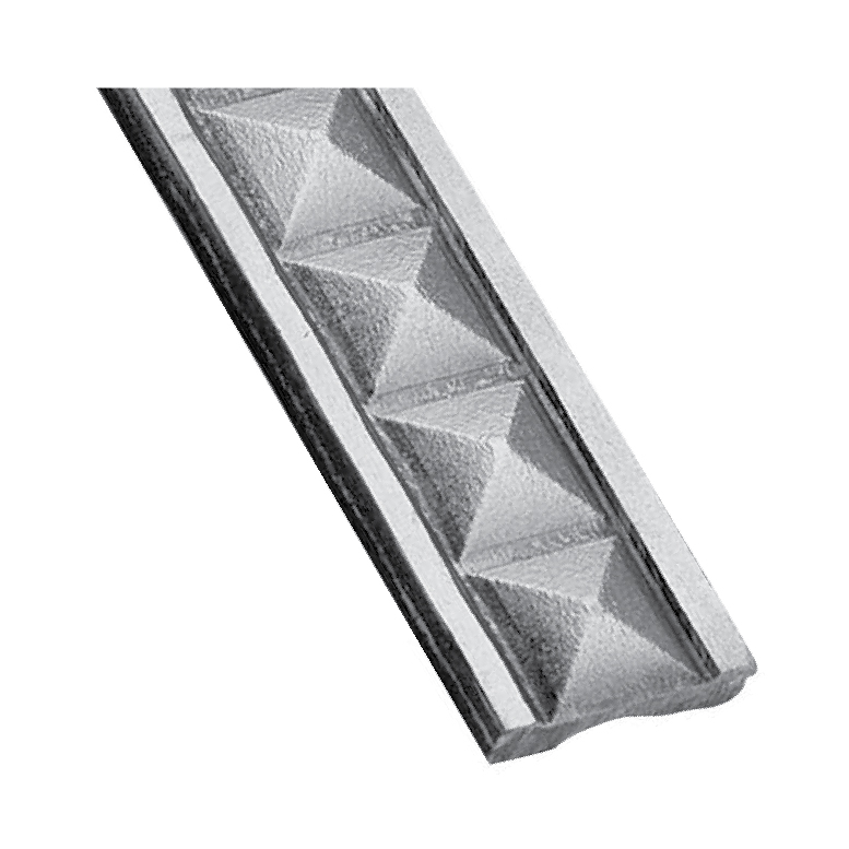 Patterned Steel Flat Bar with 3D Pyramid Design, 9'8" long