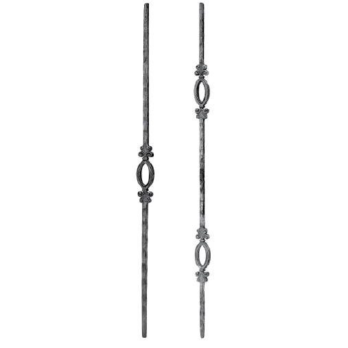 1/2" sq. Forged Steel Balusters with Center Oval and Leaves
