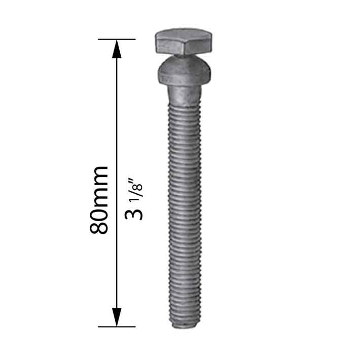 Security Lock Screw, 3-1/8" Long, M10 Thread, 10/pkg
