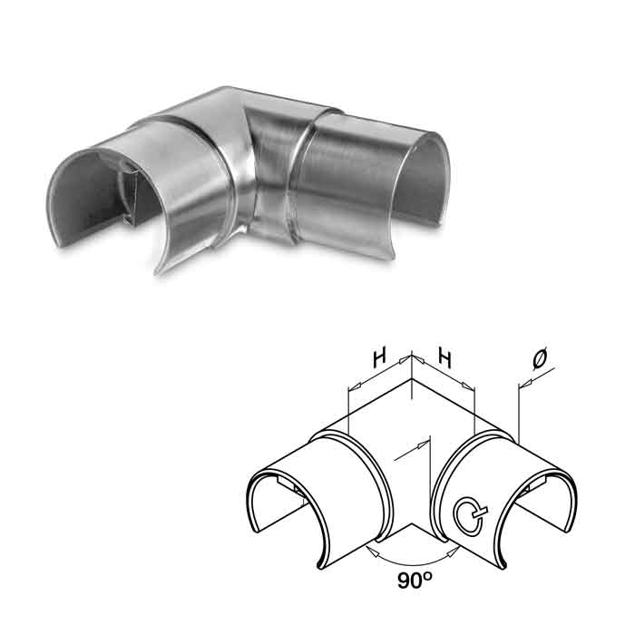 Easy Glass® 90 degree Corner Connector for 1.66" dia. Cap Rail