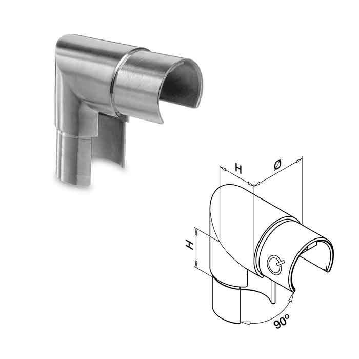 Easy Glass® 90 degree Elbow for 1.9" dia. Cap Rail