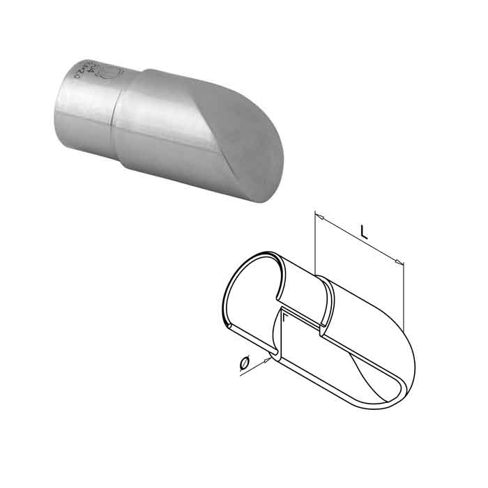 Angled End Cap for 1.66" dia. Cap Rail, 316 Stain Stainess Steel, Sold 2/Box (14.6738.042.12)