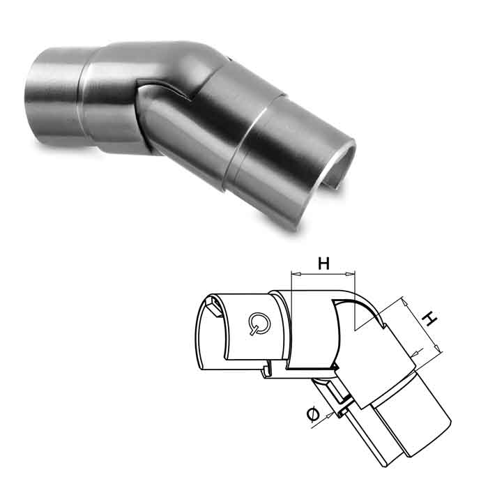 Easy Glass® Downward Pivotable Connector for 1.9" dia. Cap Rail