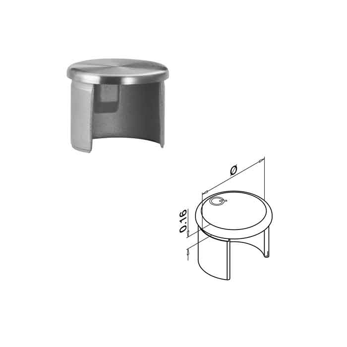 Easy Glass® Flat End Cap for 1.66" dia. Cap Rail