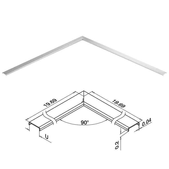 Corner Edge Protection for 1/2"-9/16" Glass, Rectangular Profile, 316 Stainless Steel, Sold 1/Box (14.6340.114.12)