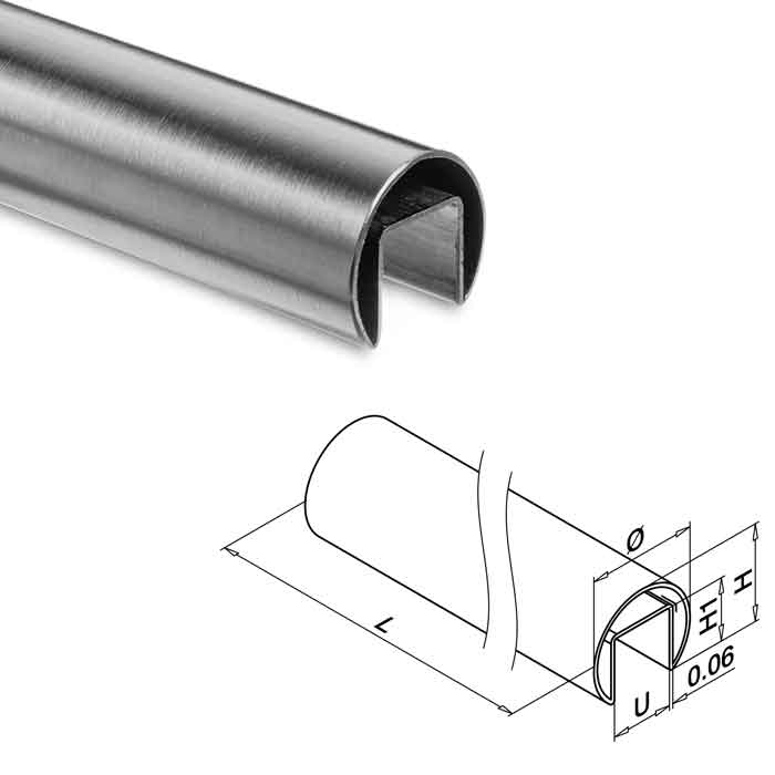 Easy Glass® 1.9" dia. Cap Rail in Stainless Steel