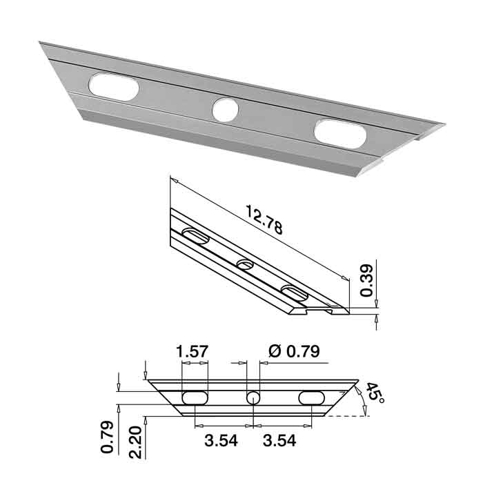 12-3/4" Long Drainage Profile, Brushed Anodized Aluminum, Top Mount, Easy Glass Slim, Sold 8/Box (16.6948.004.18)