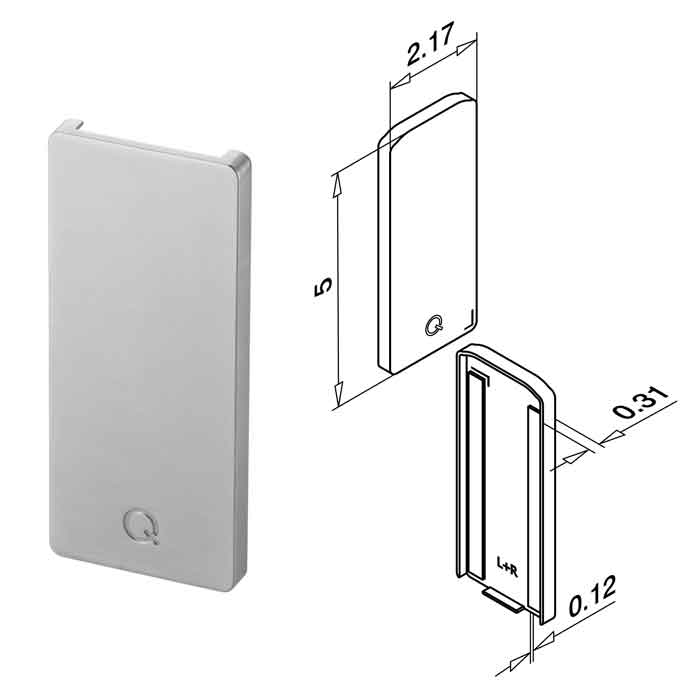 End Fitting, use with Cladding, Zinc, Top Mount, Easy Glass Slim, Sold 1/Box (10.6734.004.20)