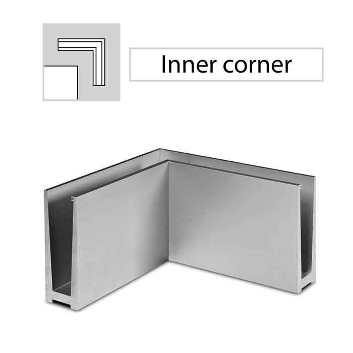 90 degree Inner Corner, Top Mount, Easy Glass Slim, Brushed Anodized Aluminum, Sold 1/Box (16.6313.004.18)