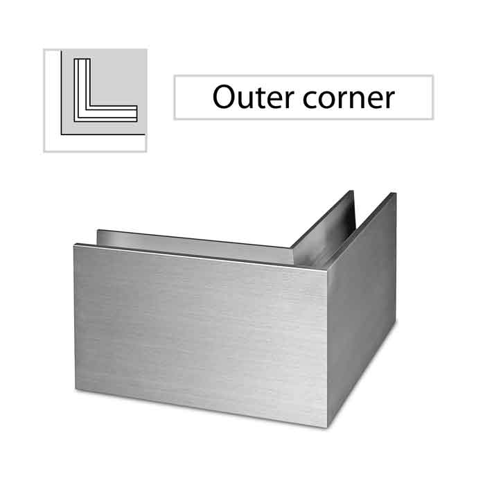 90 degree Outer Corner, Top Mount, Easy Glass Slim, Brushed Anodized Aluminum, Sold 1/Box (16.6314.004.18)