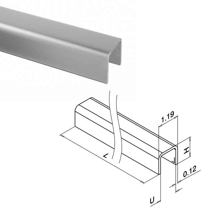 Edge Protection for 5/16"-27/32" Glass, U-Profile, 16'4" Long, 316 Stainless Steel (14.6940.030.12)