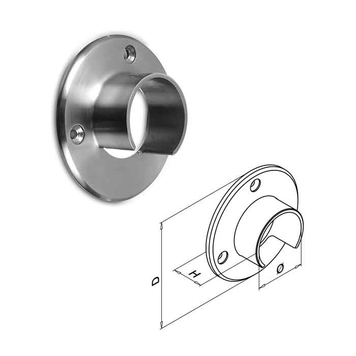 Easy Glass® Wall Flange for 1.9" dia. Cap Rail