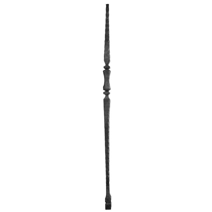 1-3/16" sq. base Forged Steel Newel Post, Hammered, Tapered at top
