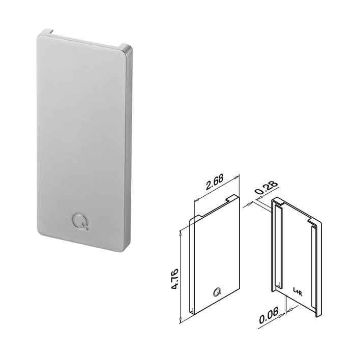 End Fitting, use with Cladding, Zinc, Top Mount, Easy Glass Smart, Sold 1/Box (10.6734.030.20)