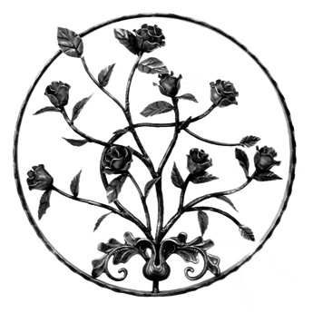 21-5/8" dia. Steel Rose Flower Panel, Unpainted