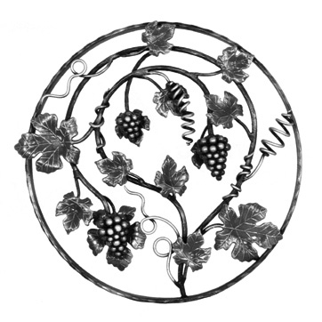 21-5/8" dia. Steel Grape and Leaf Panel, Unpainted