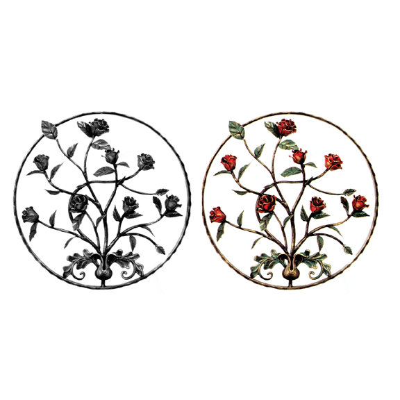Steel Roses & Leaves Flower Panels, Painted and Unpainted