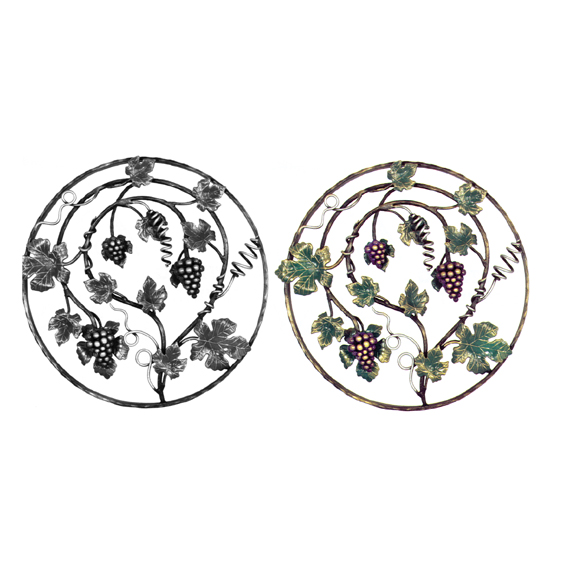 Steel Grapes & Leaves Flower Panels, Painted and Unpainted
