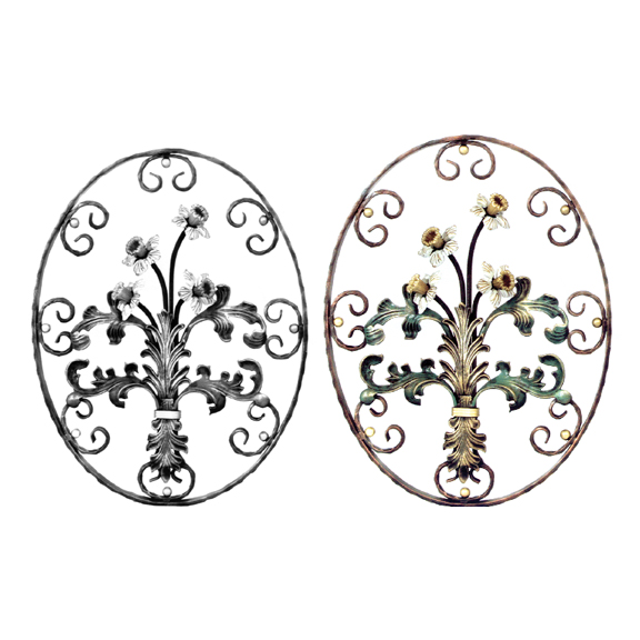 Steel Daffodils & Leaves Oval Flower Panel, Painted and Unpainted