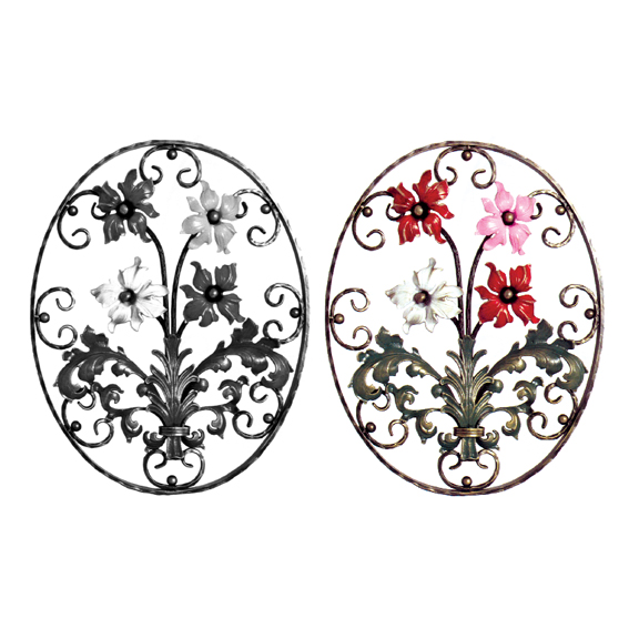 Steel Lilies & Leaves Oval Flower Panel, Painted and Unpainted