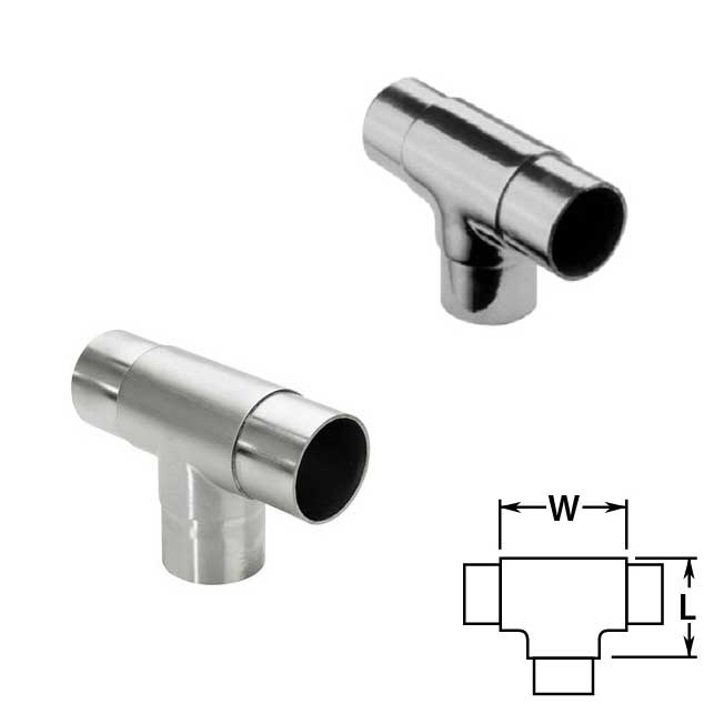 Flush Tees in Polished and Satin Stainless Steel